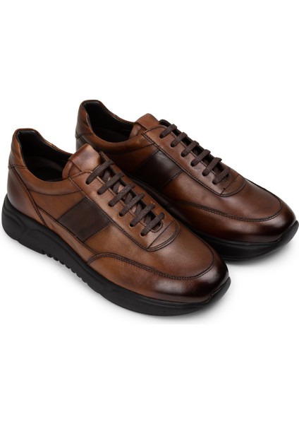 Deri Taba Rengi Erkek Sneaker Ayakkabı - 01963MTBAE02