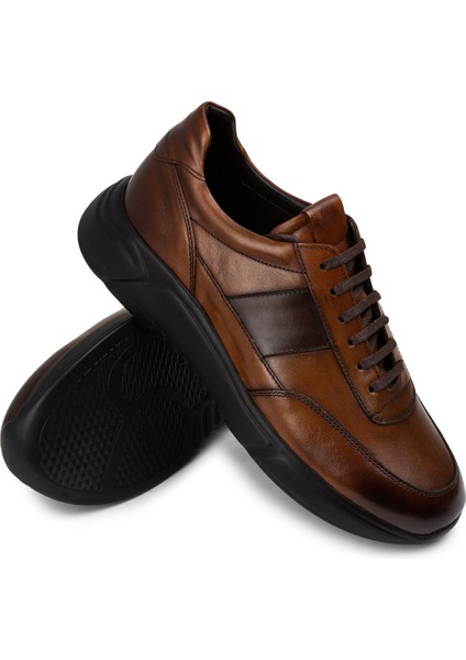 Deri Taba Rengi Erkek Sneaker Ayakkabı - 01963MTBAE02