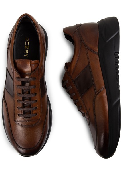 Deri Taba Rengi Erkek Sneaker Ayakkabı - 01963MTBAE02