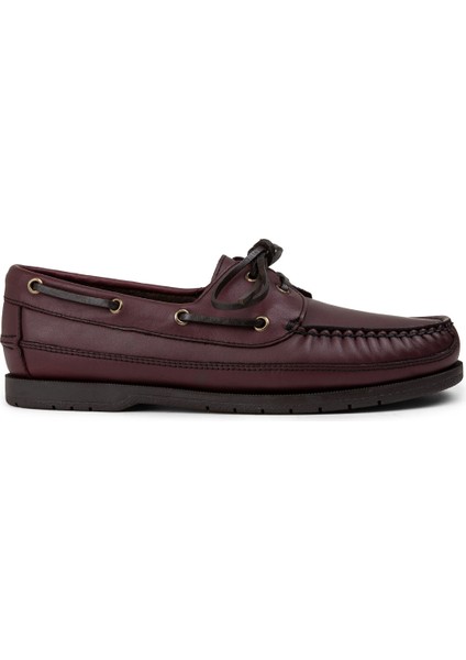 Deri Bordo Marin Erkek Tekne Ayakkabısı - 01543MBRDC05