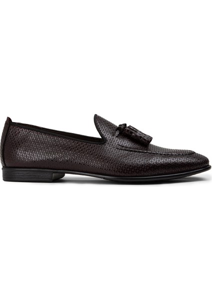 Deri Bordo Püsküllü Erkek Loafer - 01701MBRDC05