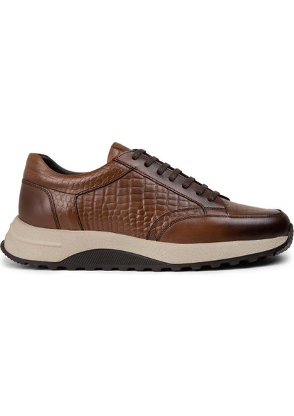 Deri Taba Rengi Erkek Sneaker Ayakkabı - 01984MTBAE01