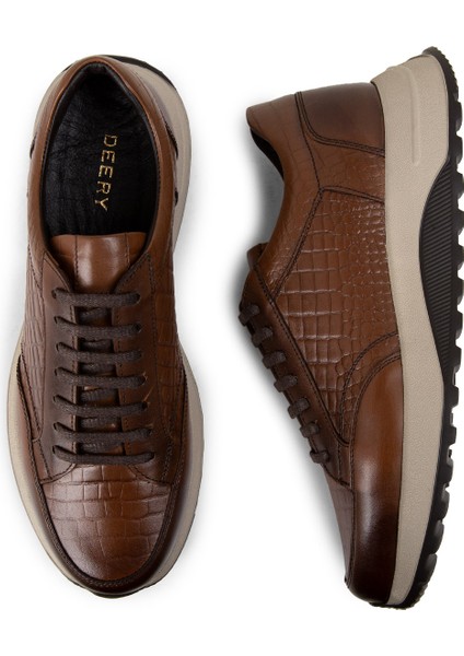 Deri Taba Rengi Erkek Sneaker Ayakkabı - 01984MTBAE01 indirimleri