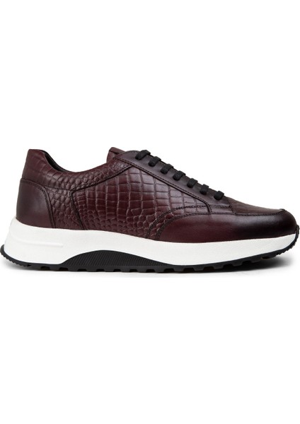 Deri Bordo Erkek Sneaker Ayakkabı - 01984MBRDE01