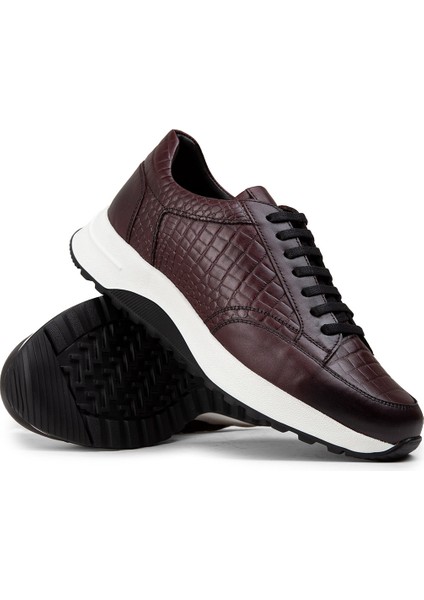 Deri Bordo Erkek Sneaker Ayakkabı - 01984MBRDE01 modelleri