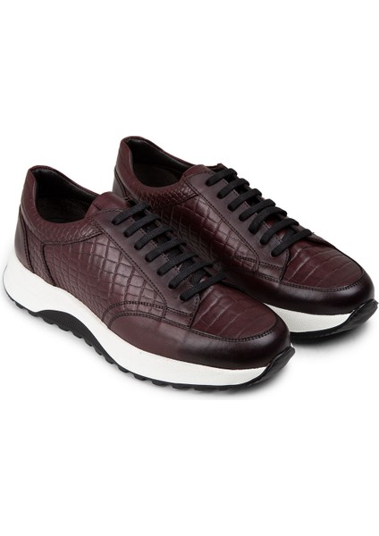 Deri Bordo Erkek Sneaker Ayakkabı - 01984MBRDE01 fırsatları