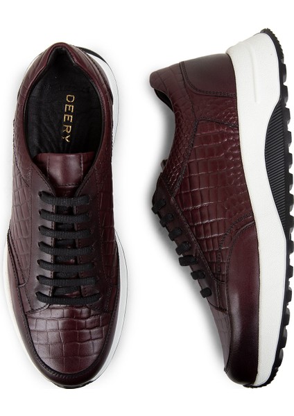 Deri Bordo Erkek Sneaker Ayakkabı - 01984MBRDE01 indirimleri