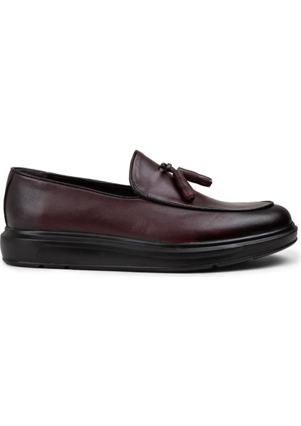 Deri Bordo Comfort Erkek Loafer - 01840MBRDP02