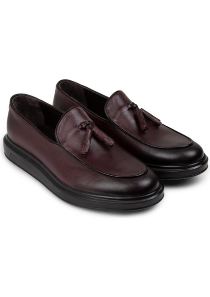 Deri Bordo Comfort Erkek Loafer - 01840MBRDP02