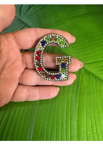 5x4 cm Ütü Ile Yapışan Taşlı Renkli G Harfi Arma
