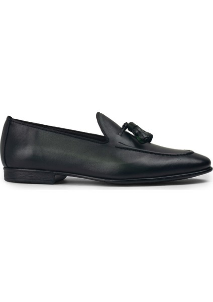 Deri Vintage Yeşil Erkek Loafer - 01701MYSLC03