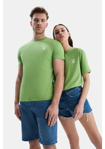 Bass Açık Yeşil Bisiklet Yaka Baskılı Standard Fit Erkek Tshirt fiyatları