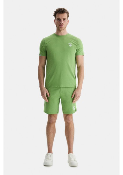 Bass Açık Yeşil Bisiklet Yaka Baskılı Standard Fit Erkek Tshirt modelleri