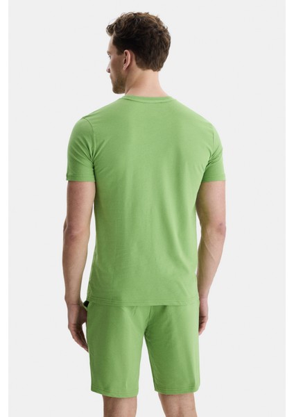 Bass Açık Yeşil Bisiklet Yaka Baskılı Standard Fit Erkek Tshirt fırsatları