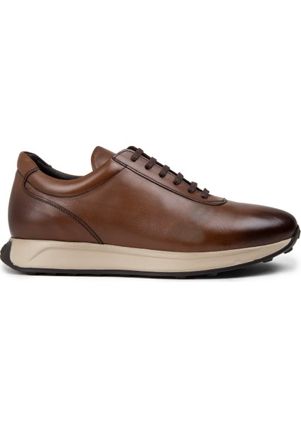 Deri Taba Rengi Erkek Sneaker Ayakkabı - 01983MTBAE01