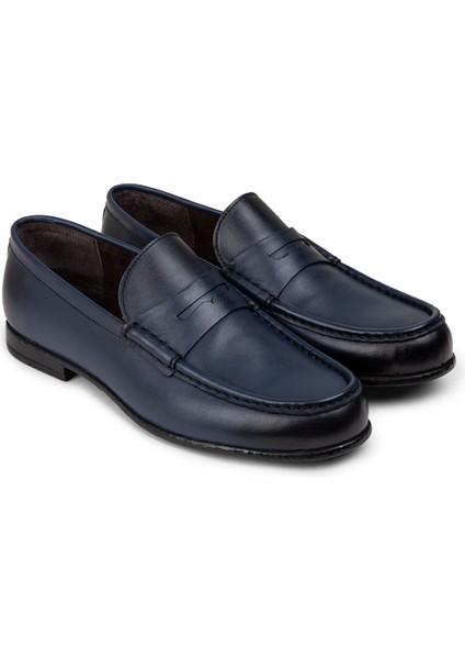 Deri Lacivert Erkek Loafer Ayakkabı - 01510MLCVC04