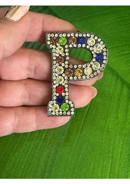 5x4 cm Ütü Ile Yapışan Taşlı Renkli P Harfi Arma