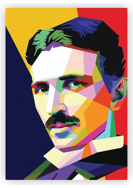 Nikola Tesla Wpap Art Ahşap Poster 20X29 cm
