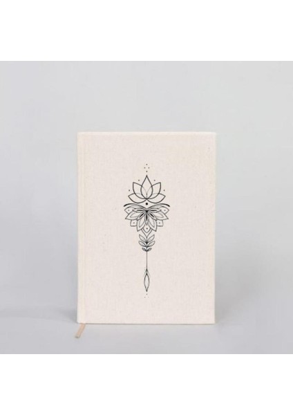 Arya Design Kanvas Defter Ayna Lotus El Boyaması Çizgisiz Bej DFTR0021