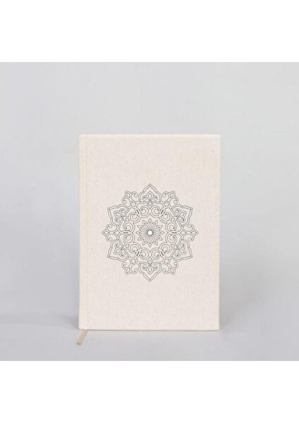 Arya Design Kanvas Defter Mandala El Boyaması Çizgisiz Bej DFTR0038