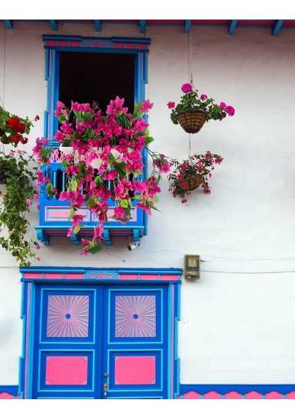 Yapay Çiçek Fuşya Pembe Begonvil Küpeşte Askılı Saksıda Balkon Çiçeği Çiçek Sepeti