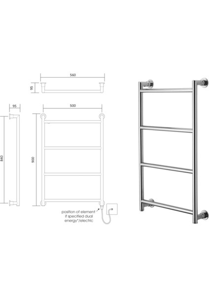 Elektrikli 560/900 Krom Havlupan