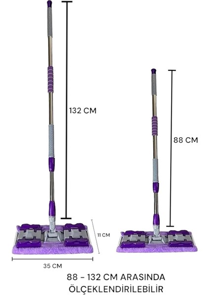 Yer Mopu Fayans Cam Duvar Yüzey Temizlik Mikrofiber Mandallı Mop (1 Adet Yedek Bez Hediye)