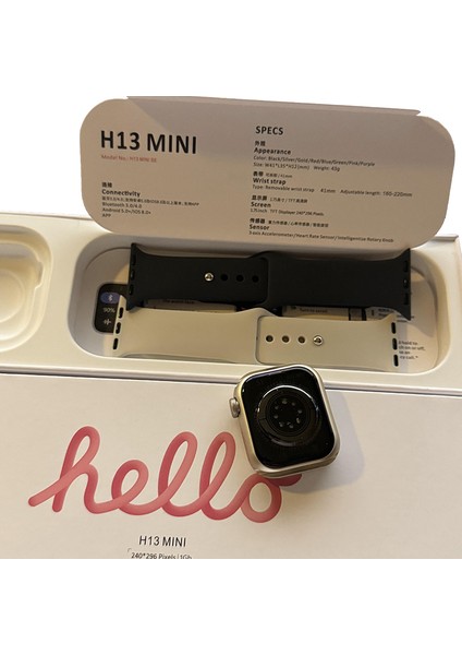 Hello Watch H13 Mini 1.75" Tft Ekran 41MM Kasa 1gb Depolama/galeri/nfc Çift Kordon Mini Akıllı Saat