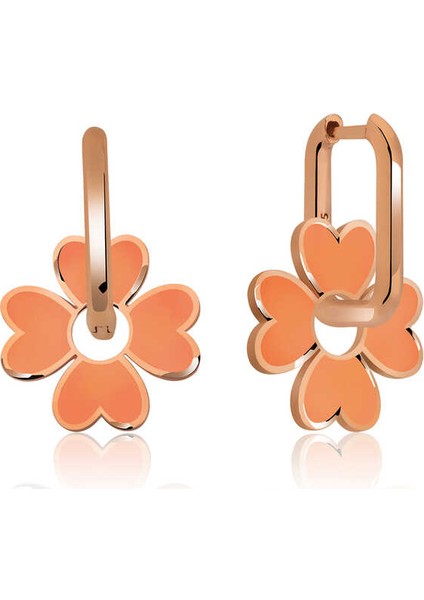 ​gümüş Fosforlu Turuncu Yonca Küpe