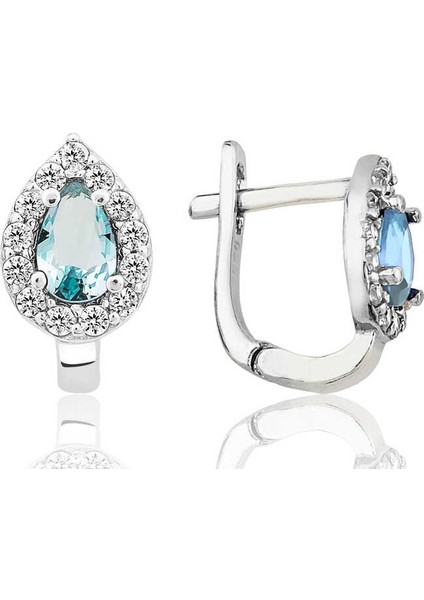 Gümüş Turkuaz Taşlı Damla J Kadın Küpe fiyatları