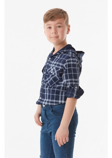 Ekose Desenli Kapüşonlu Erkek Çocuk Gömlek fırsatları