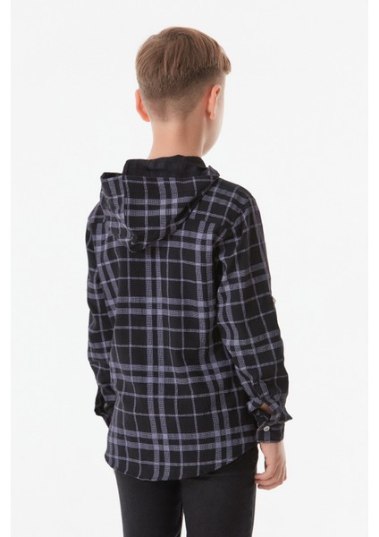 Ekose Desenli Kapüşonlu Erkek Çocuk Gömlek fırsatları