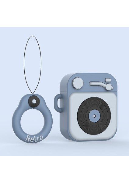 Apple Airpod'lar Için Silikon Kulaklık Kılıfı + Parmak Halkası Kayışı, Kablosuz Şarj Kutusu ile (2019)/AIRPOD'LAR ve Şarj Kutusu ile (2019)(2016) - Mavi (Yurt Dışından)