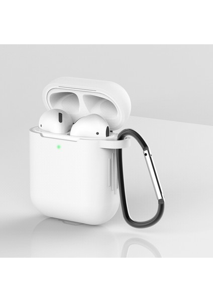 Airpod'lar Için Tokalı Silikon Koruyucu Kılıf, Şarj KUTULU(2016)/ŞARJ KUTULU(2019)-ŞEFFAF (Yurt Dışından)