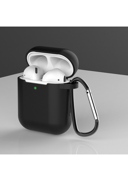 Airpod'lar Için Tokalı Silikon Koruyucu Kılıf, Şarj KUTULU(2016)/ŞARJ KUTULU(2019)-SIYAH (Yurt Dışından)