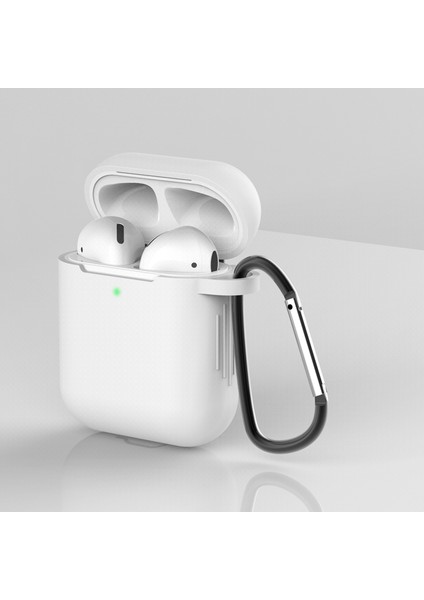 Airpod'lar Için Tokalı Silikon Koruyucu Kılıf, Şarj KUTULU(2016)/ŞARJ KUTULU(2019)-BEYAZ (Yurt Dışından)