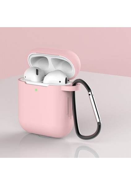 Airpod'lar Için Tokalı Silikon Koruyucu Kılıf, Şarj KUTULU(2016)/ŞARJ KUTULU(2019)-AÇIK Pembe (Yurt Dışından)