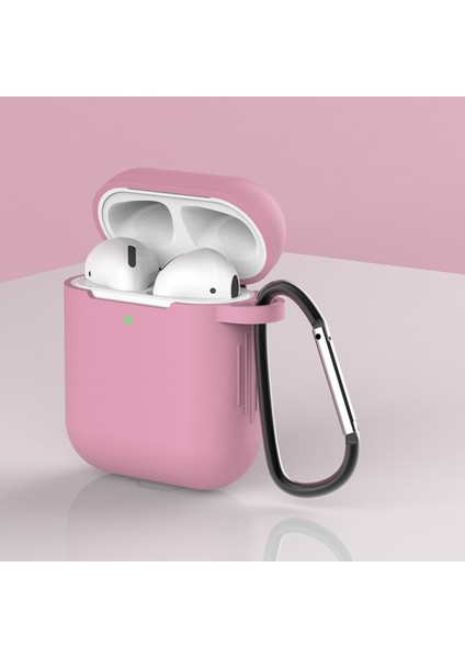 Airpod'lar Için Tokalı Silikon Koruyucu Kılıf, Şarj KILIFLI(2016)/ŞARJ KILIFLI(2019)-DERIN Pembe (Yurt Dışından)