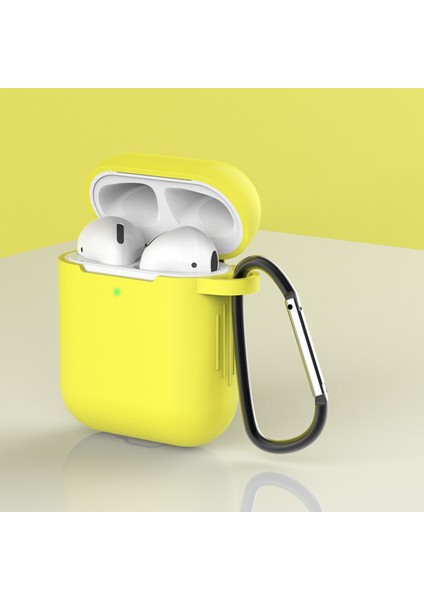Airpod'lar Için Tokalı Silikon Koruyucu Kılıf, Şarj KUTULU(2016)/ŞARJ KUTULU(2019)-SARI (Yurt Dışından)