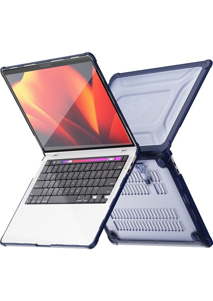 MacBook Pro 13 Inç (2018)/(2020)/(2022) (A2338 M1/m2 A2289 A2251 A2159 A1989 A1706 A1708) Pc+Tpu Laptop Kılıfı Lacivert (Yurt Dışından)