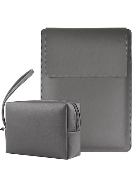 13 Inç Çizilmez Pu Deri Laptop Çantası Ayarlanabilir Standlı + Küçük Çanta (Yurt Dışından)