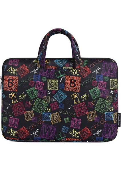 15 Inç Dizüstü Bilgisayar İçin Renkli Karakterler Desenli Polyester Çanta Kılıfı Taşıma Messenger Evrak Çantası El Dizüstü Bilgisayar Kolu Koruyucu Kol Çantası (Yurt Dışından)