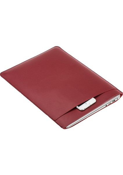 13 Inç MacBook Air/pro Red Için Çift Katmanlı Pürüzsüz Deri Kılıf (Yurt Dışından)