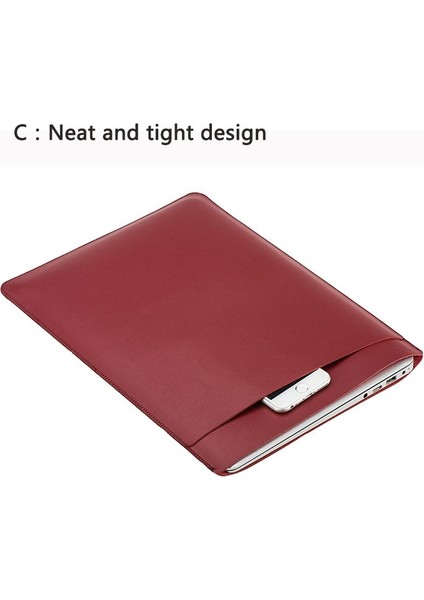 13 Inç MacBook Air/pro Red Için Çift Katmanlı Pürüzsüz Deri Kılıf (Yurt Dışından)