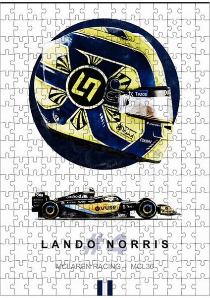 Karizma Tablo Ahşap Mdf Puzzle Yapboz Lando Norris MCL36 255 Parça 35*50 cm