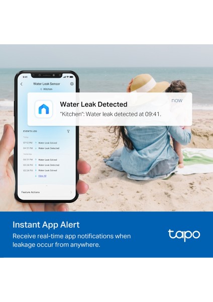 Tapo T300, Akıllı Su Sızıntı Algılama Sensörü, IP67 Su Geçirmez, Anlık Uygulama Bildirimi, 90DB'YE Kadar Alarm, Damlama ve Sızıntı Uyarısı