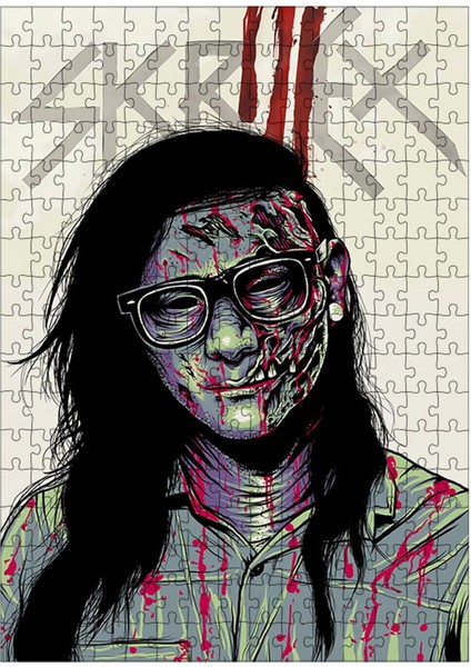 Ahşap Mdf Puzzle Yapboz Skrillex Rock Müzik 255 Parça 35*50 cm