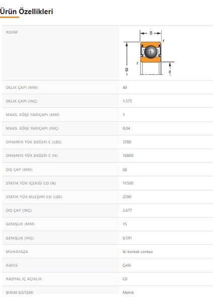 6008-2RS - 40X15X68