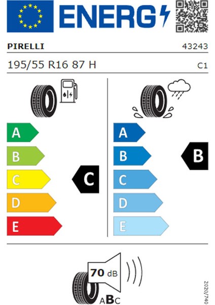 195/55 R16 87H Cinturato P1 Oto Yaz Lastiği (Üretim Yılı: 2024)