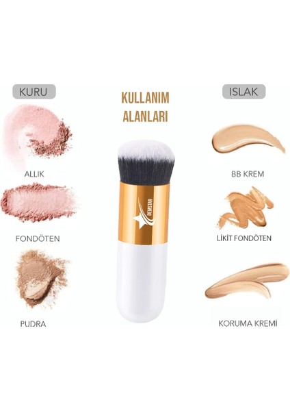 Professional Make-Up Luxury Kabuki Fondöten ve Allık Makyaj Fırçası Dm